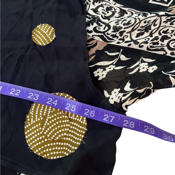 Vintage Eclectic Patchwork Appliqué Mixed Print Shell Button Blouse - Picture 8 of 14